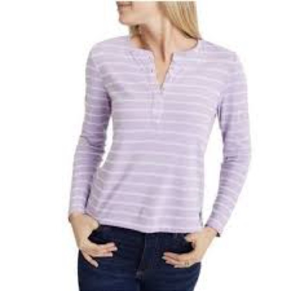 Marine Layer Purple and White Long Sleeve Tee Sz S